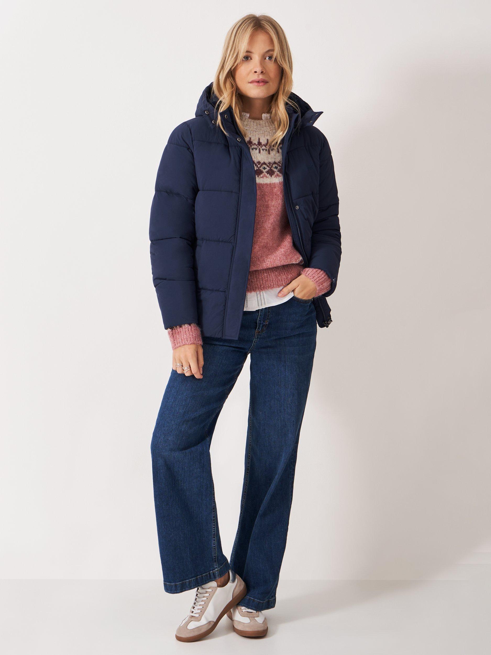 Product image 3 of 5, which shows Crew Clothing Padded Showerproof Jacket, Navy Blue, 10