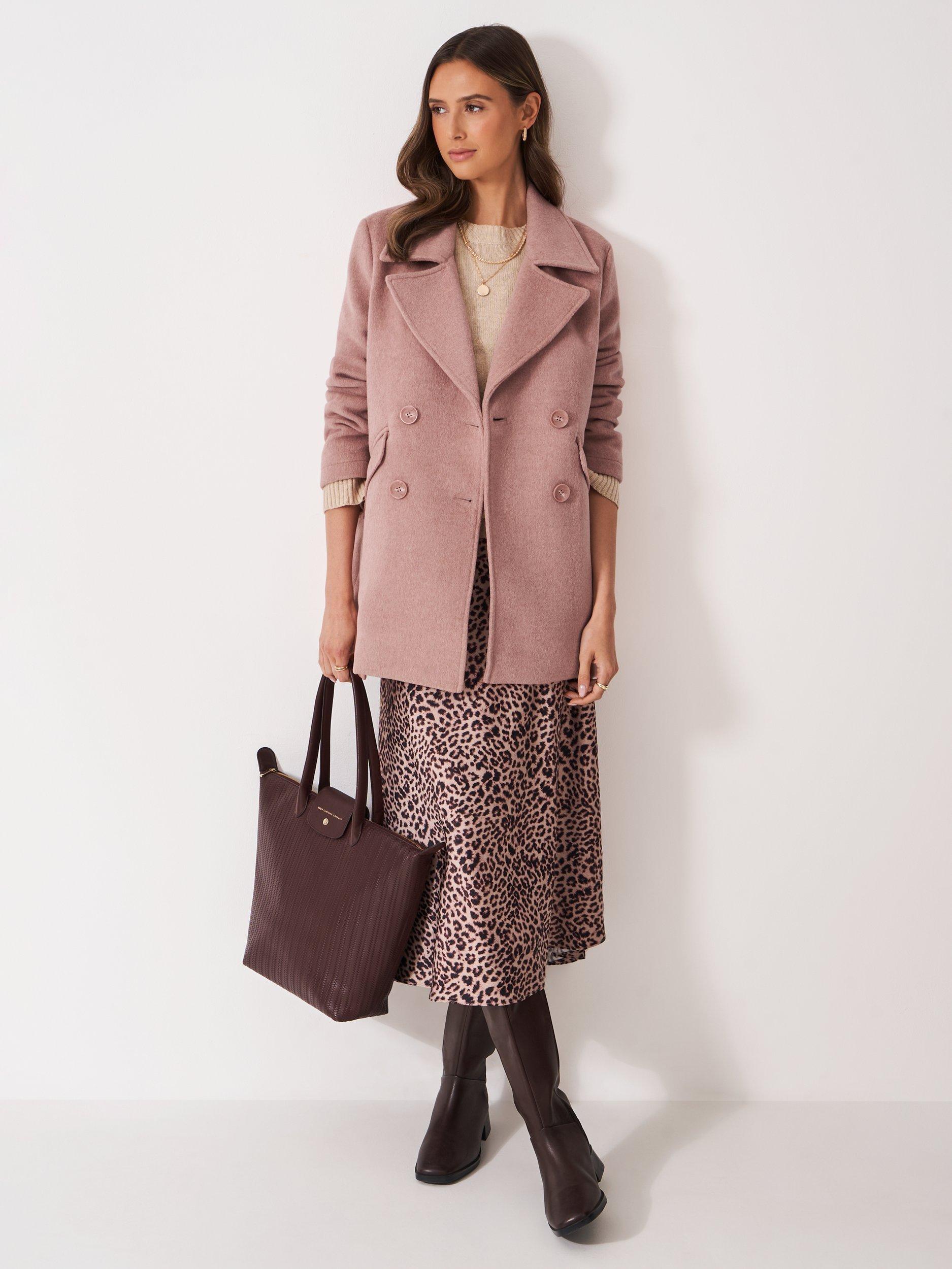 Product image 1 of 5, which shows Crew Clothing Wool Blend Peacoat, Pastel Pink, 8