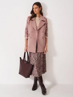 Crew Clothing Wool Blend Peacoat, Pastel Pink