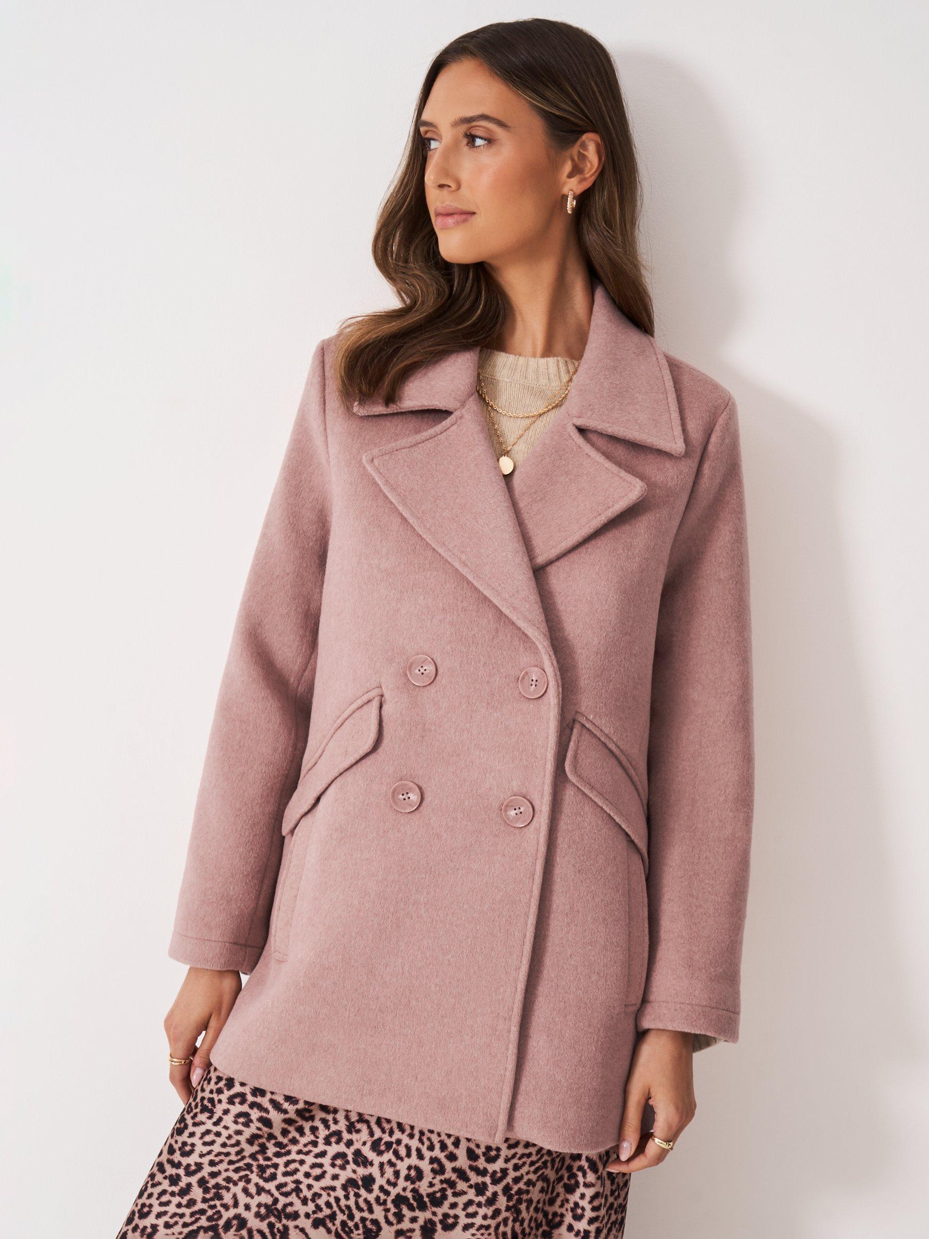 Product image 3 of 5, which shows Crew Clothing Wool Blend Peacoat, Pastel Pink, 8
