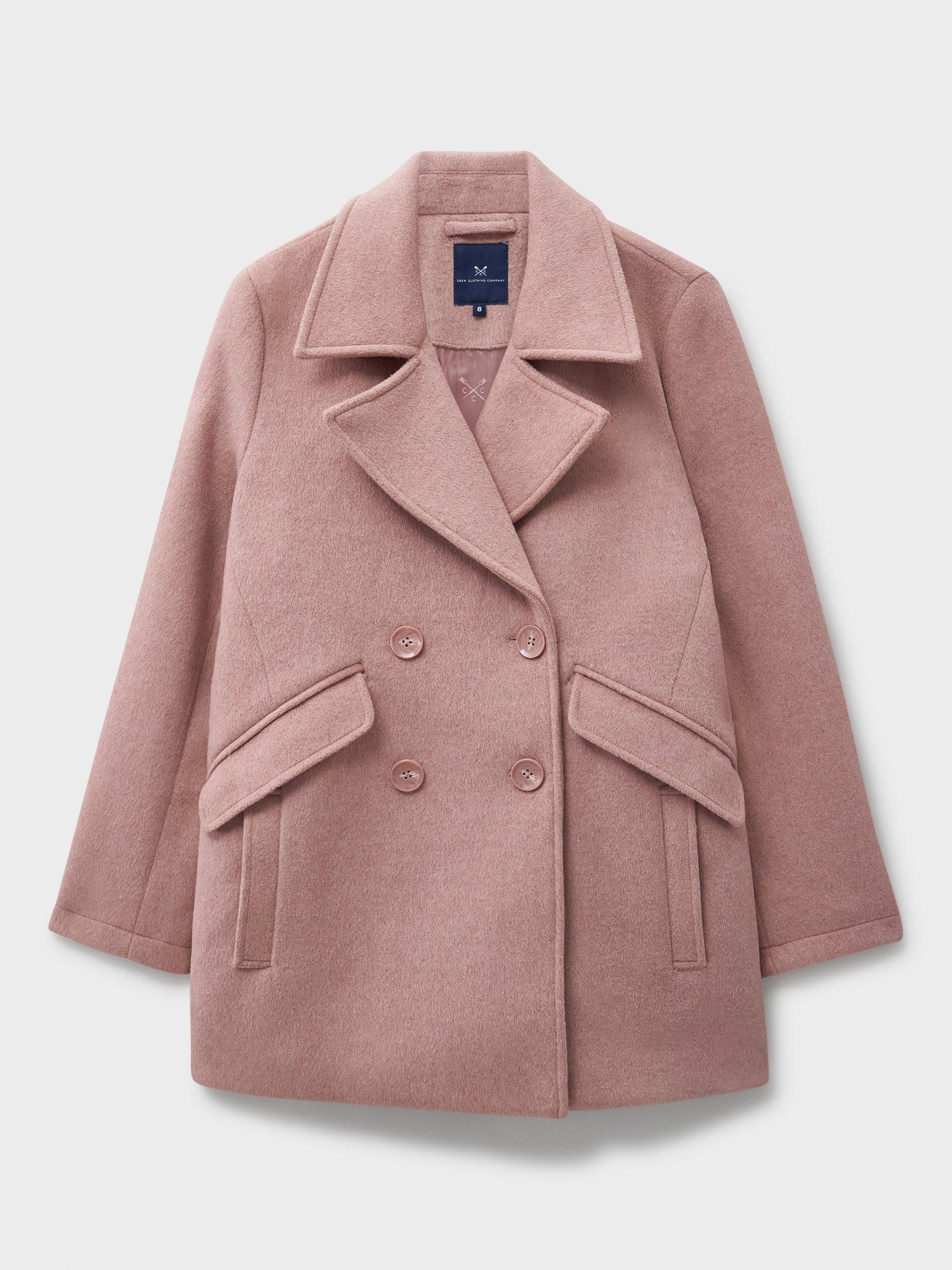 Product image 5 of 5, which shows Crew Clothing Wool Blend Peacoat, Pastel Pink, 8