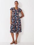 Crew Clothing Alyssia Poppy Floral Jersey Dress, Navy Blue