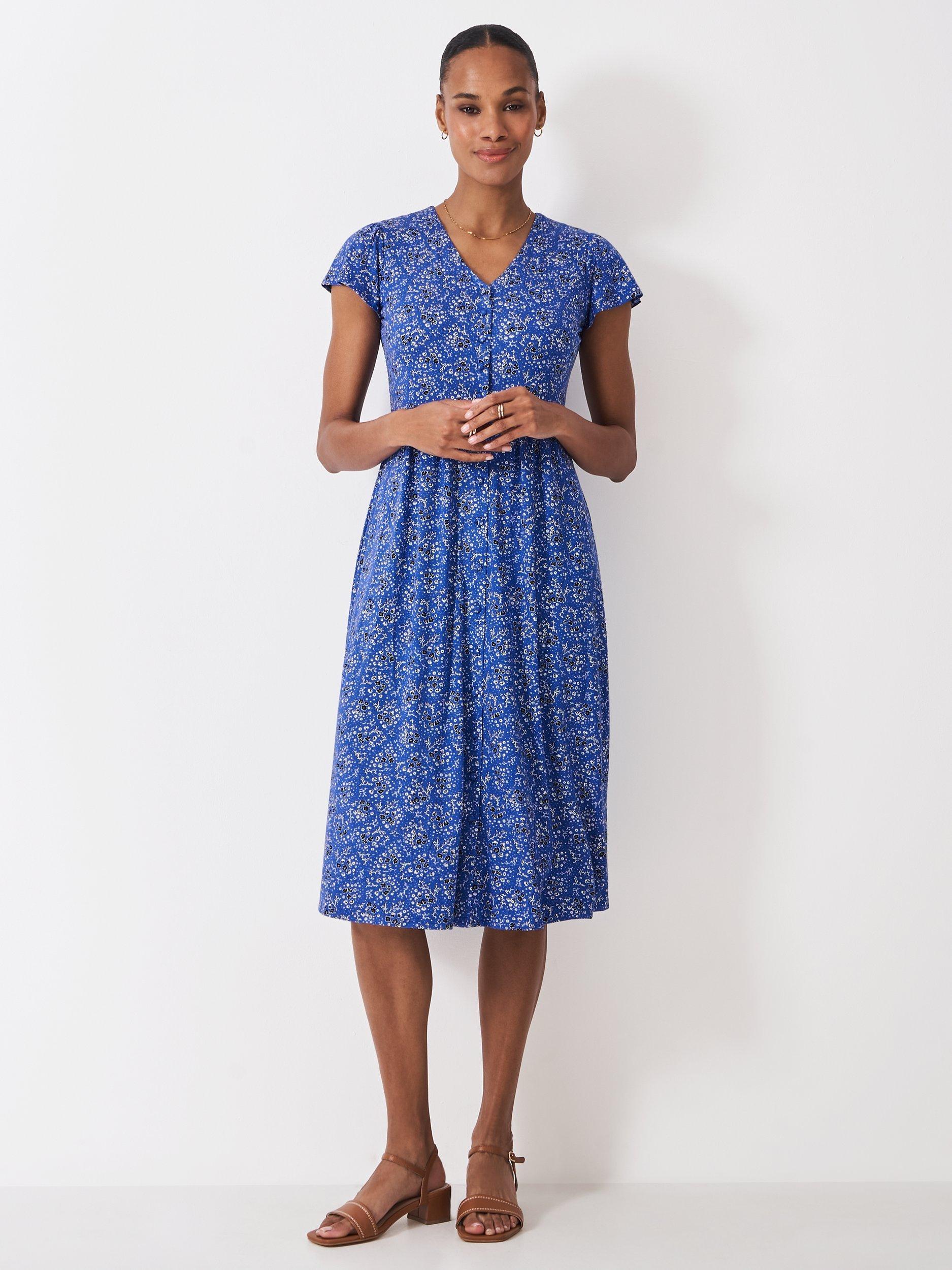 Product image 1 of 5, which shows Crew Clothing Alyssia Ditsy Floral Shirt Dress, Multi Blue, 10