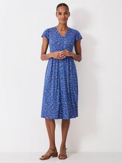 Crew Clothing Alyssia Ditsy Floral Shirt Dress, Multi Blue, Multi Blue