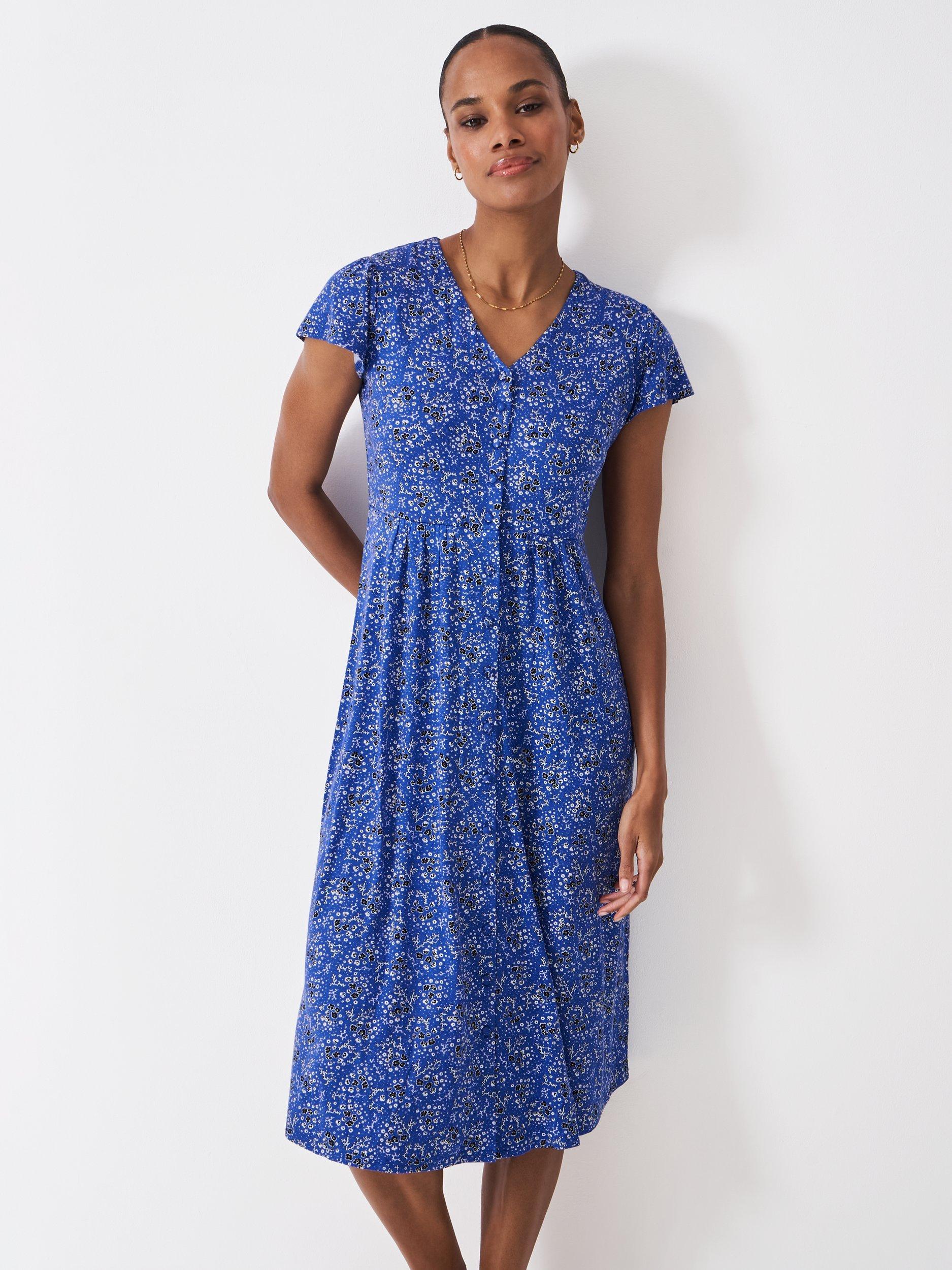 Product image 3 of 5, which shows Crew Clothing Alyssia Ditsy Floral Shirt Dress, Multi Blue, 10
