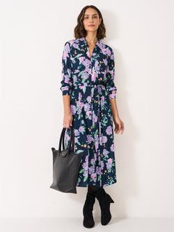Crew Clothing Sienna Floral Shirt Dress, Multi/Blue, Multi/Blue