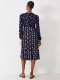 Crew Clothing Edith Floral Wrap Dress, Navy Blue
