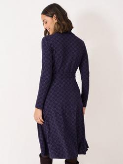 Crew Clothing Emma Geometric Shirt Dress, Airforce Blue - view 2, Airforce Blue