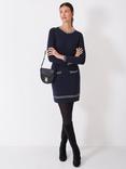 Crew Clothing Adrianna Knitted Shift Dress, Navy Blue