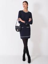 Reiss Keeva Beaded Cowl Neck Mini Dress, Dark Blue