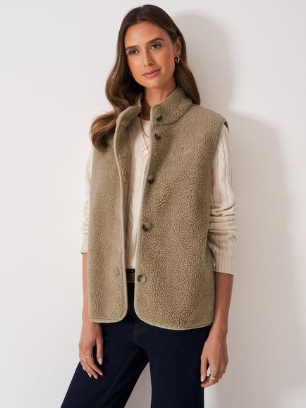 Crew Clothing Borg Gilet, Beige