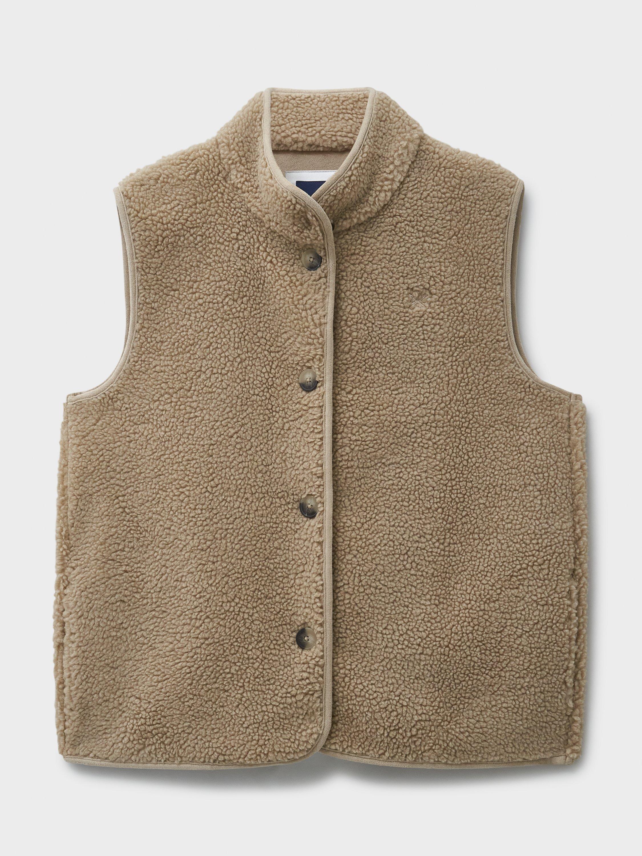 Product image 5 of 5, which shows Crew Clothing Borg Gilet, Beige, 10