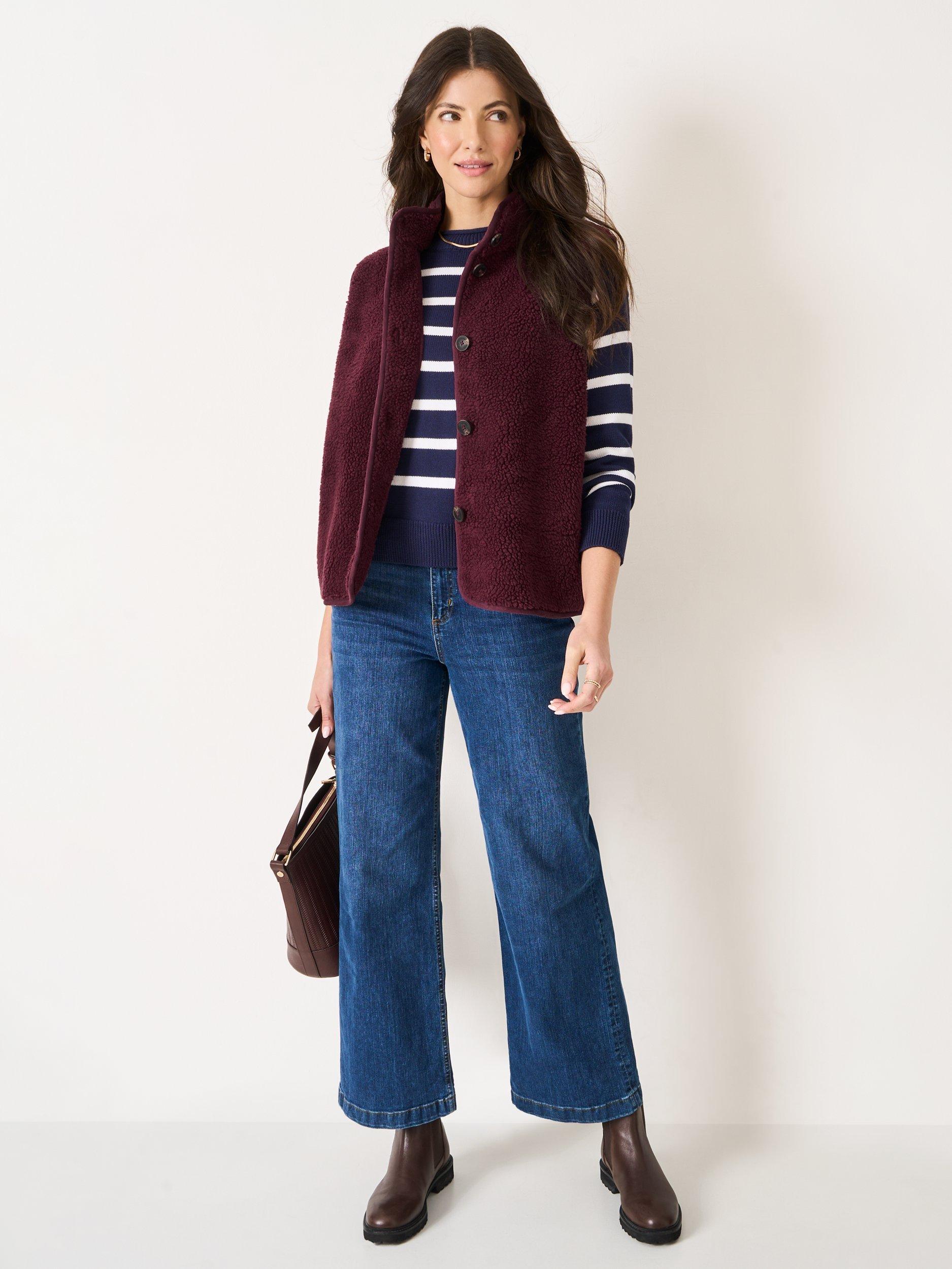 Product image 3 of 5, which shows Crew Clothing Borg Gilet, Berry Red, 8