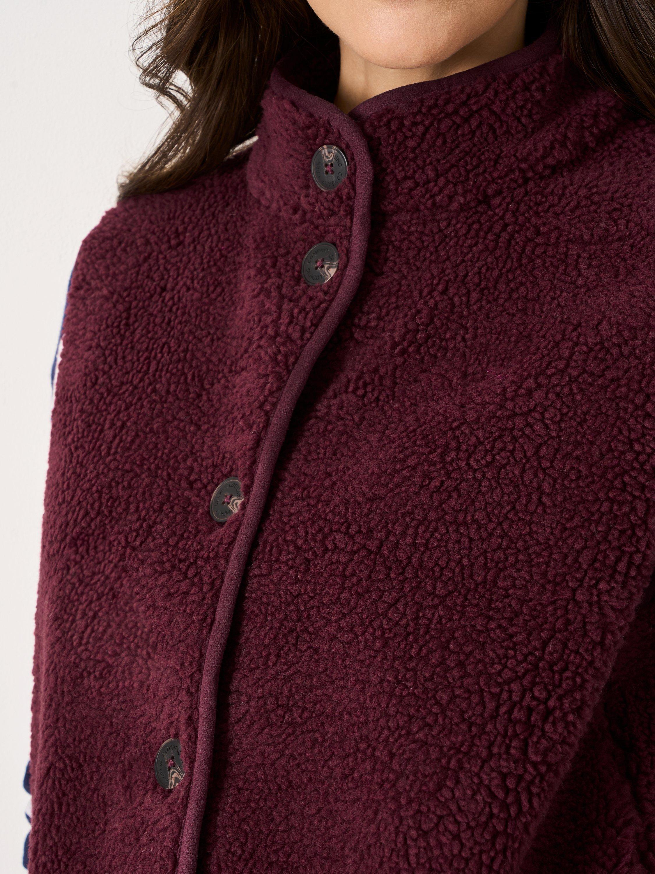 Product image 4 of 5, which shows Crew Clothing Borg Gilet, Berry Red, 8