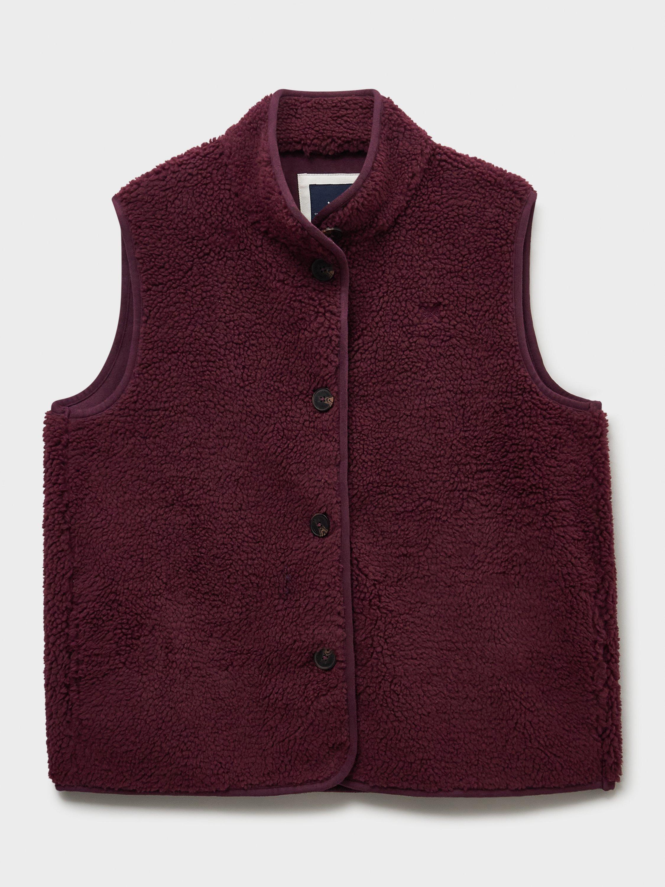 Product image 5 of 5, which shows Crew Clothing Borg Gilet, Berry Red, 8