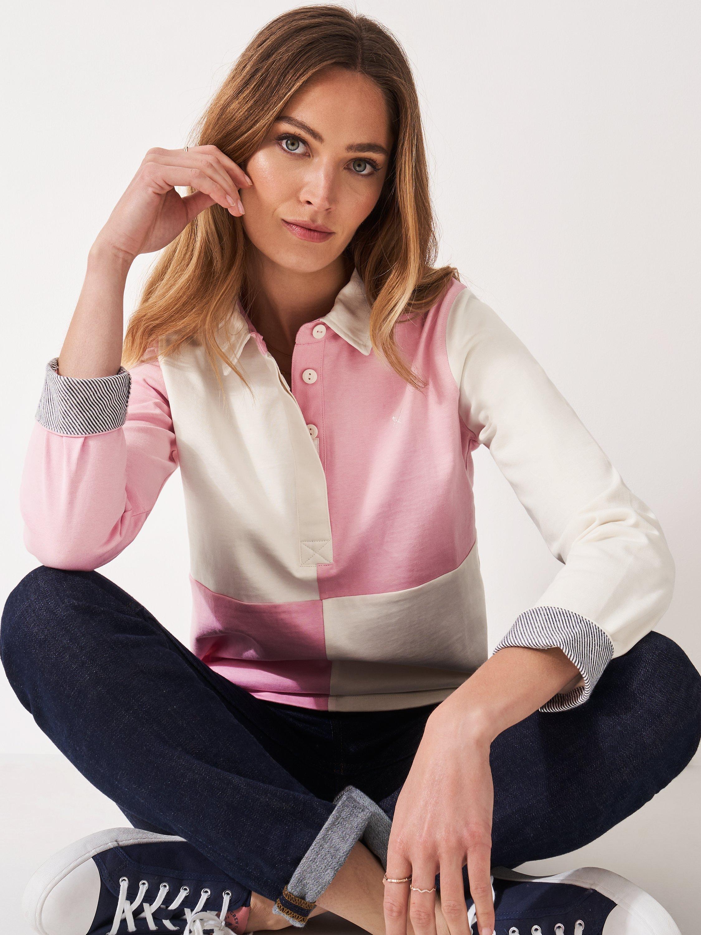 Crew Clothing Harlequin Rugby Shirt, Light Pink