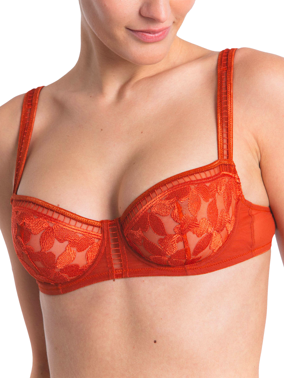 Product image 5 of 6, which shows Maison Lejaby Magnolia Half Cup Bra, Rooibos, 32B