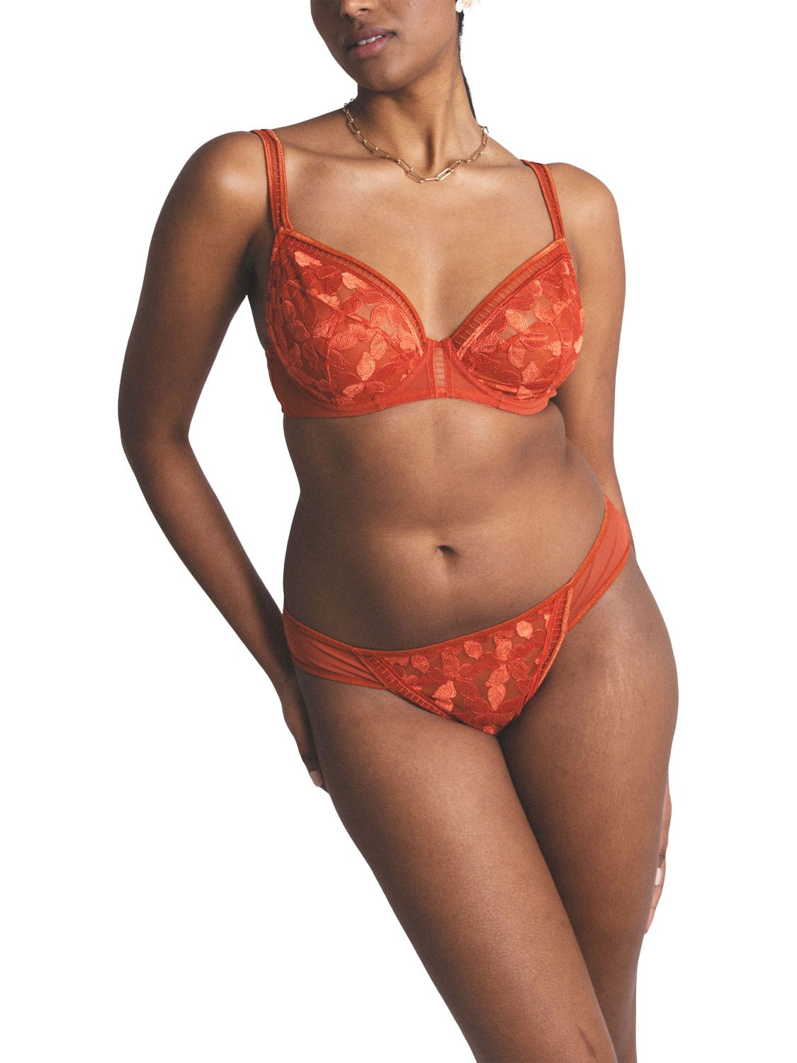 Product image 1 of 6, which shows Maison Lejaby Magnolia Full Cup Bra, Rooibos, 34C