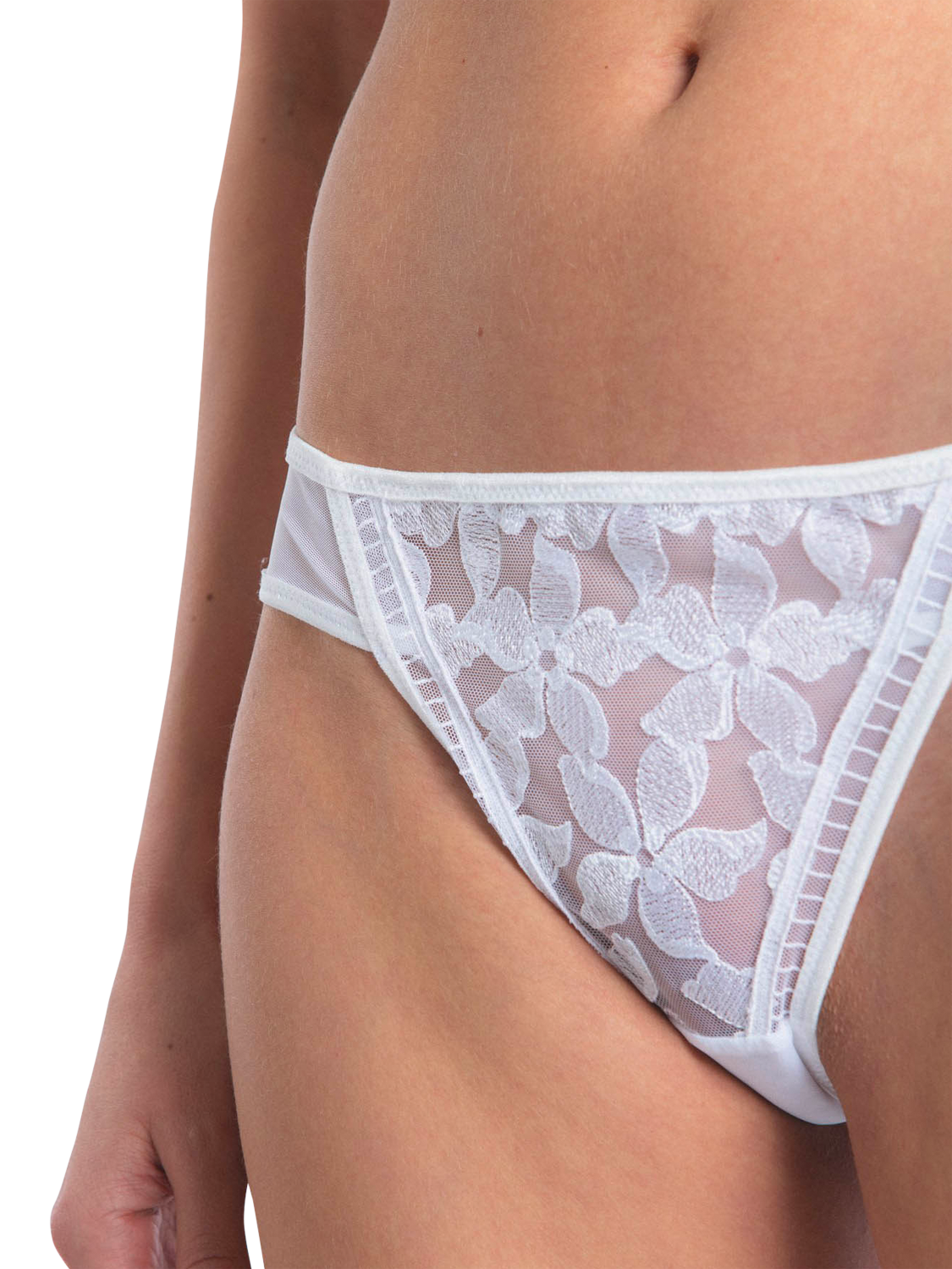Product image 5 of 6, which shows Maison Lejaby Magnolia Tanga Knickers, Blanc, 8