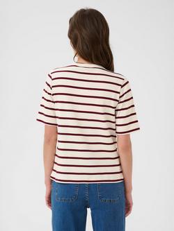 Part Two Ratana Cotton Stripe Short Sleeve Round Neck T-Shirt - view 2, Purple/Multi