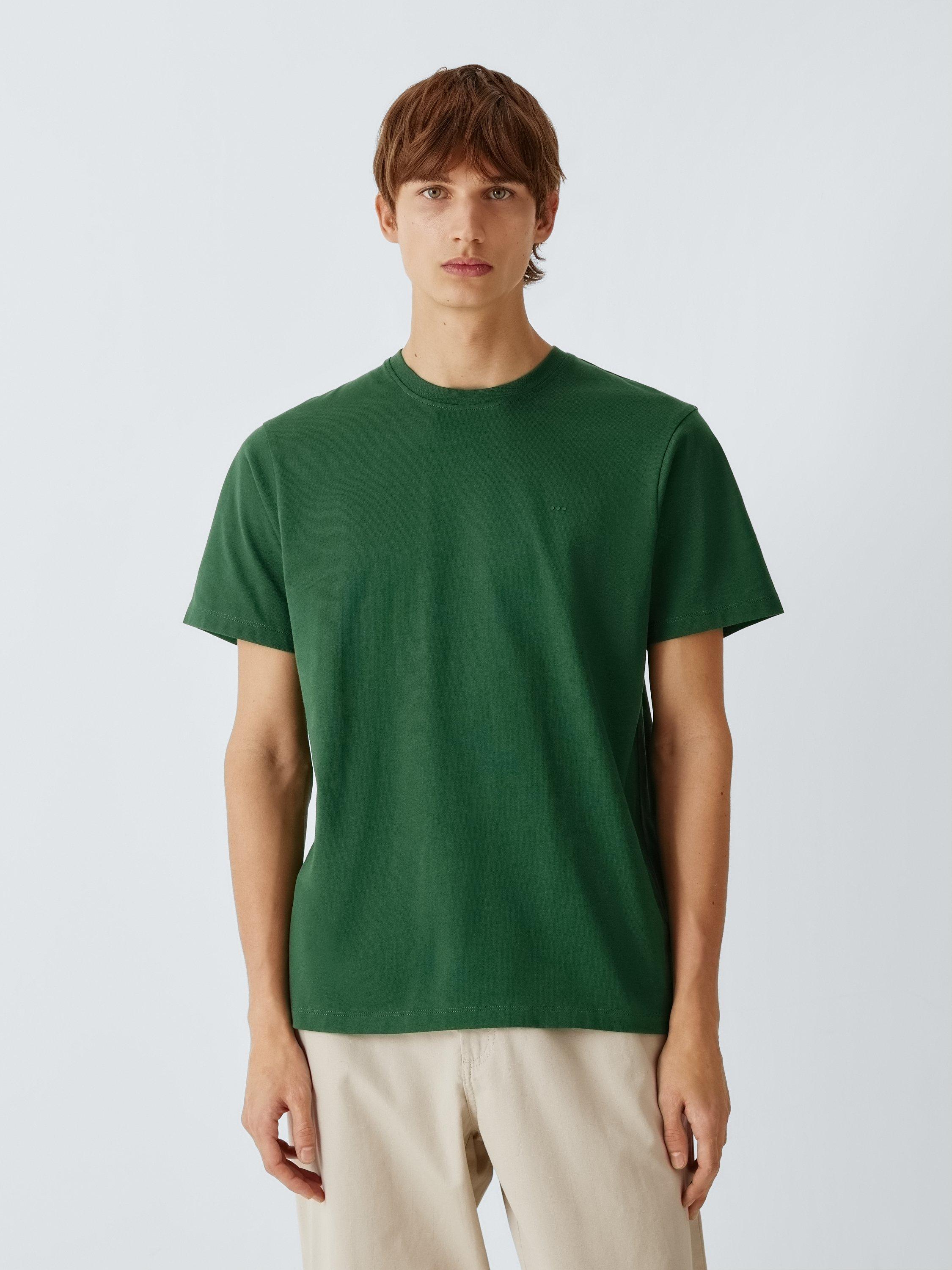 Product image 1 of 6, which shows Kin Logo Regular Fit Short Sleeve Cotton T-Shirt, Dark Green, S