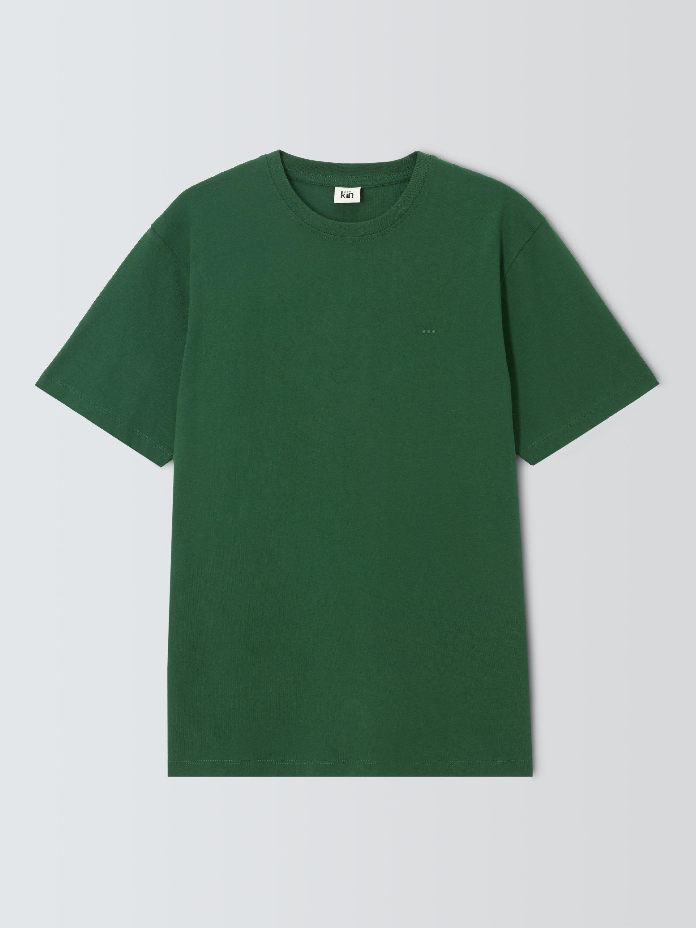 Product image 4 of 6, which shows Kin Logo Regular Fit Short Sleeve Cotton T-Shirt, Dark Green, S