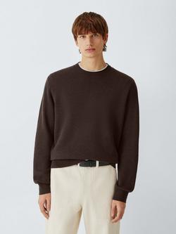 Kin Birdseye Cotton Knit Crew Neck Jumper, Java