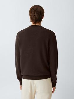 Kin Birdseye Cotton Knit Crew Neck Jumper - view 2, Java