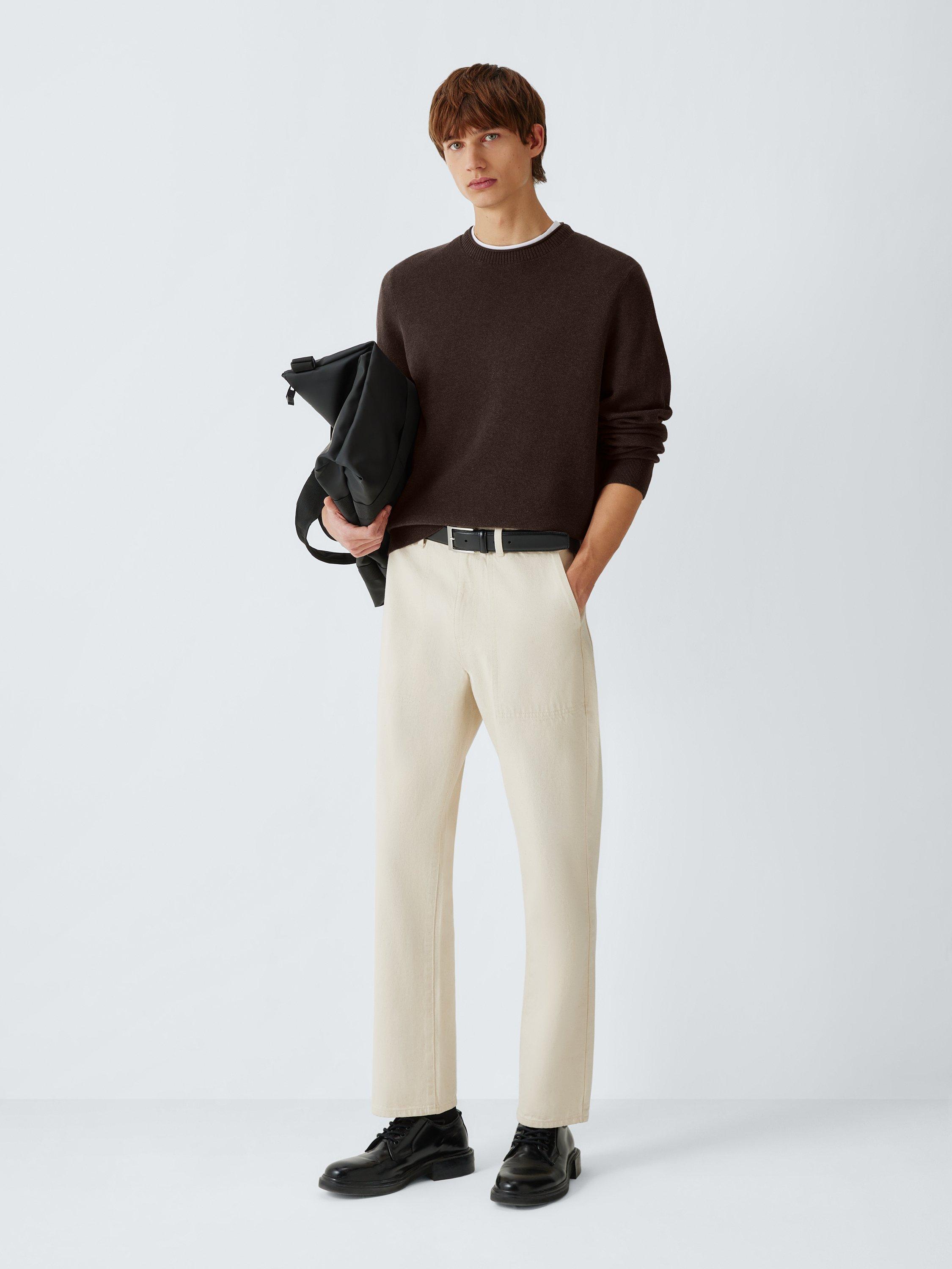 Product image 3 of 6, which shows Kin Birdseye Cotton Knit Crew Neck Jumper, Java, S