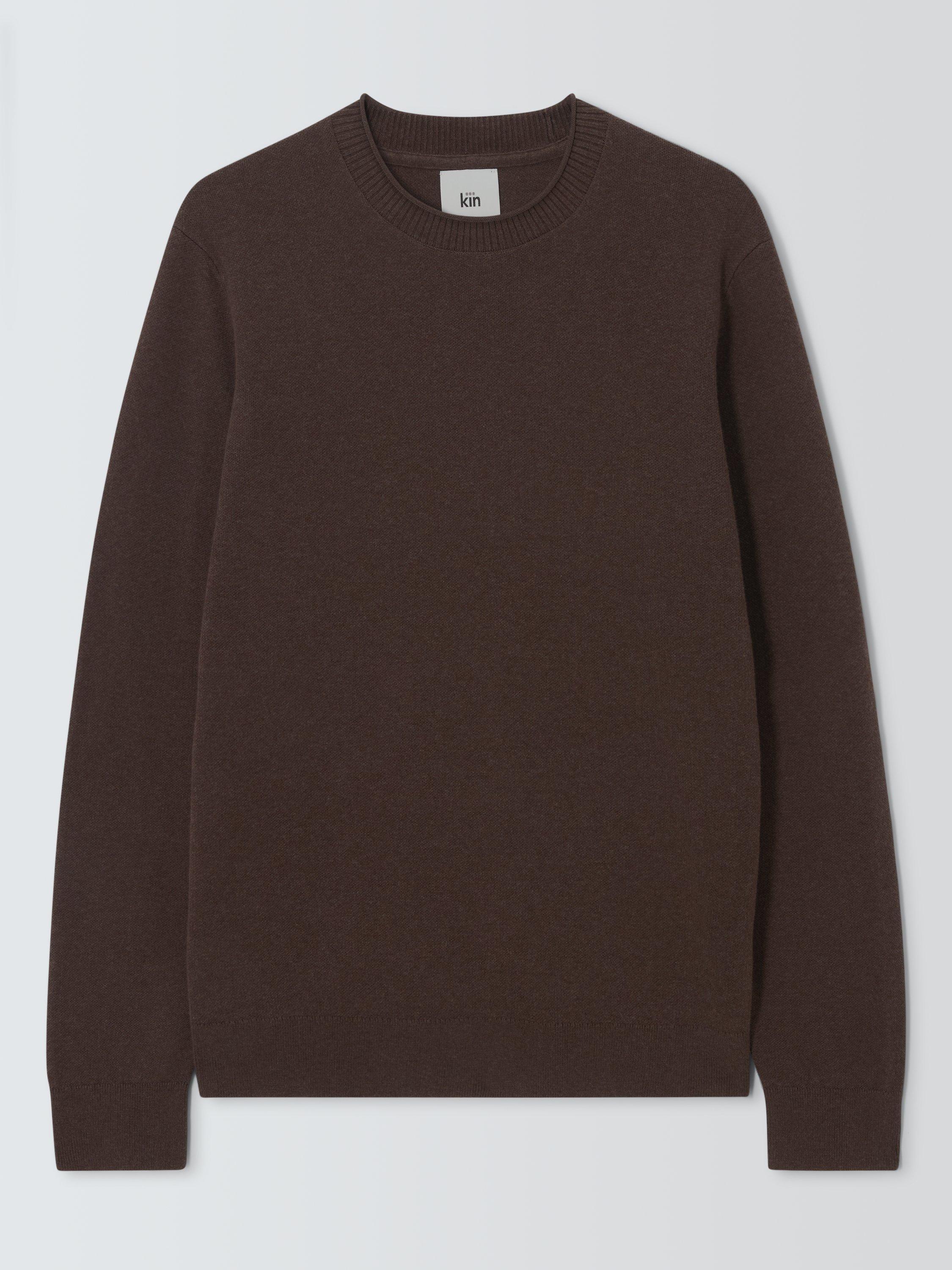 Product image 4 of 6, which shows Kin Birdseye Cotton Knit Crew Neck Jumper, Java, S