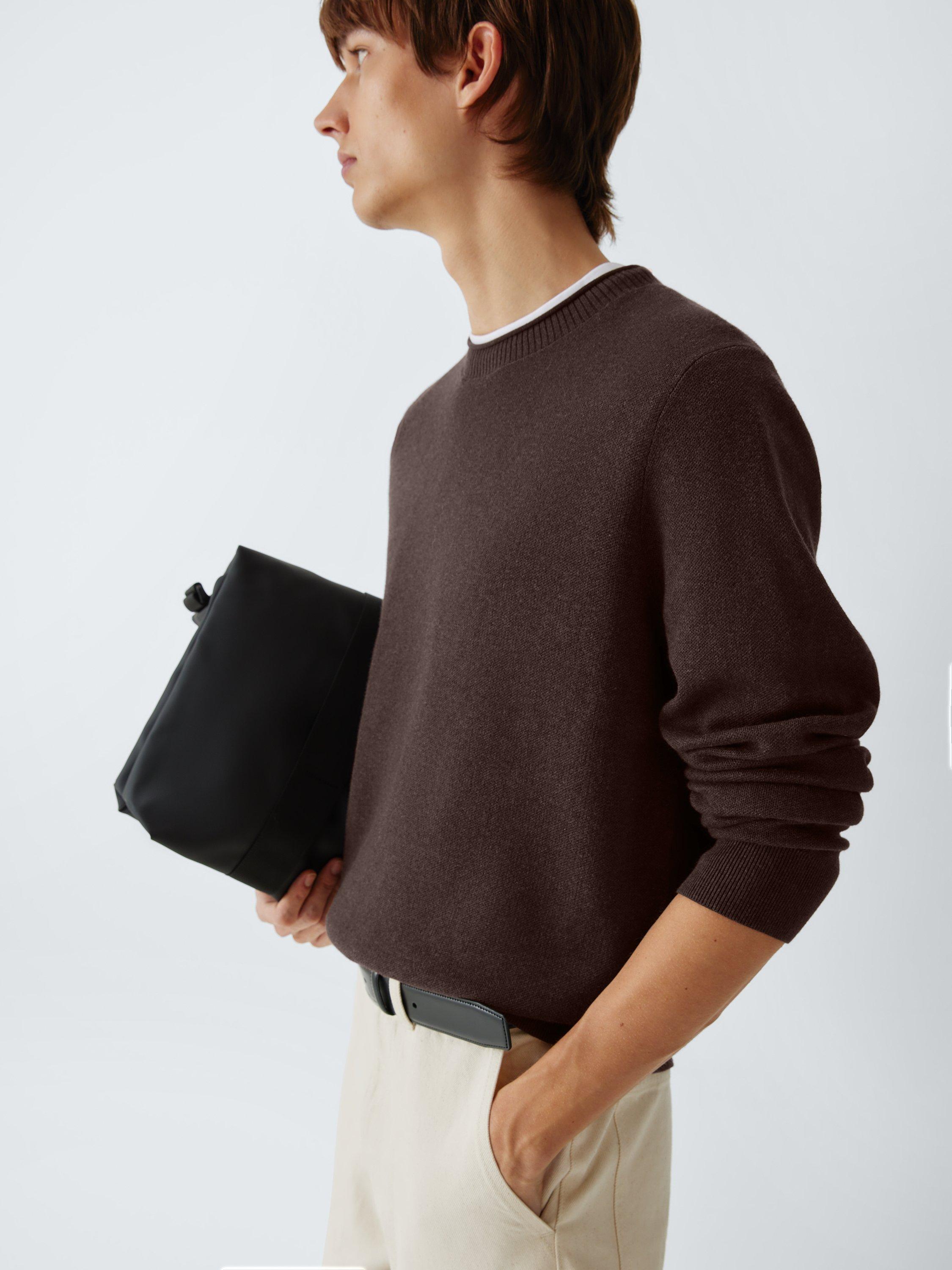 Product image 5 of 6, which shows Kin Birdseye Cotton Knit Crew Neck Jumper, Java, S