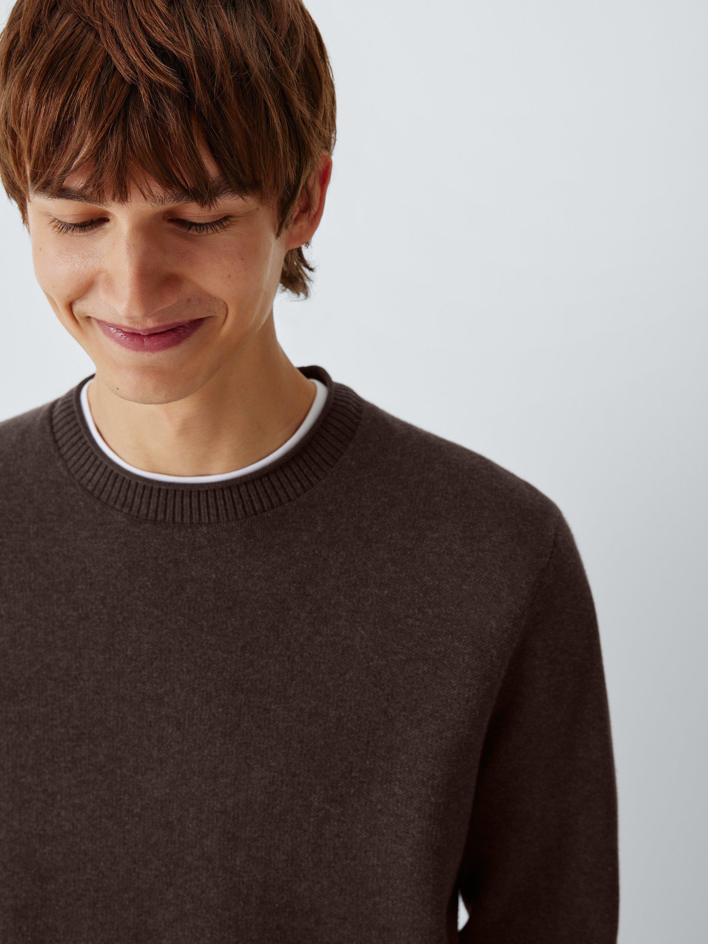 Product image 6 of 6, which shows Kin Birdseye Cotton Knit Crew Neck Jumper, Java, S