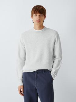 Kin Birdseye Cotton Knit Crew Neck Jumper, Light Grey