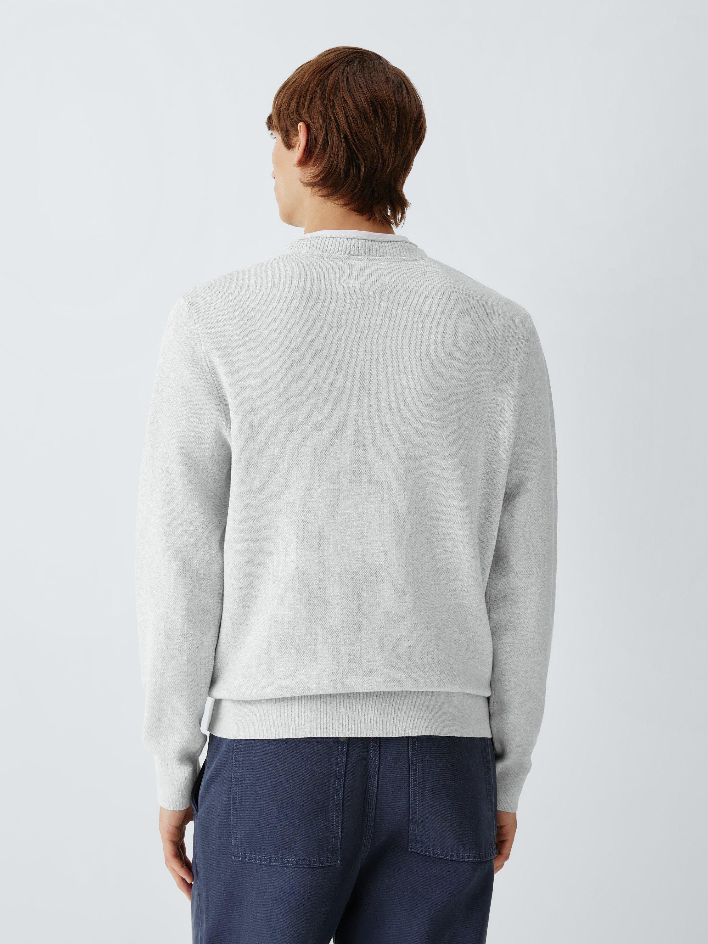 Product image 2 of 6, which shows Kin Birdseye Cotton Knit Crew Neck Jumper, Light Grey, S