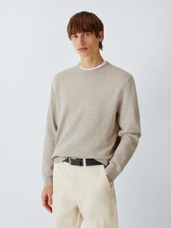 Kin Birdseye Cotton Knit Crew Neck Jumper, Oatmeal