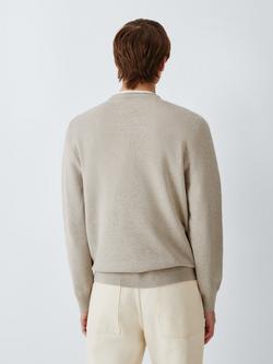 Kin Birdseye Cotton Knit Crew Neck Jumper - view 2, Oatmeal