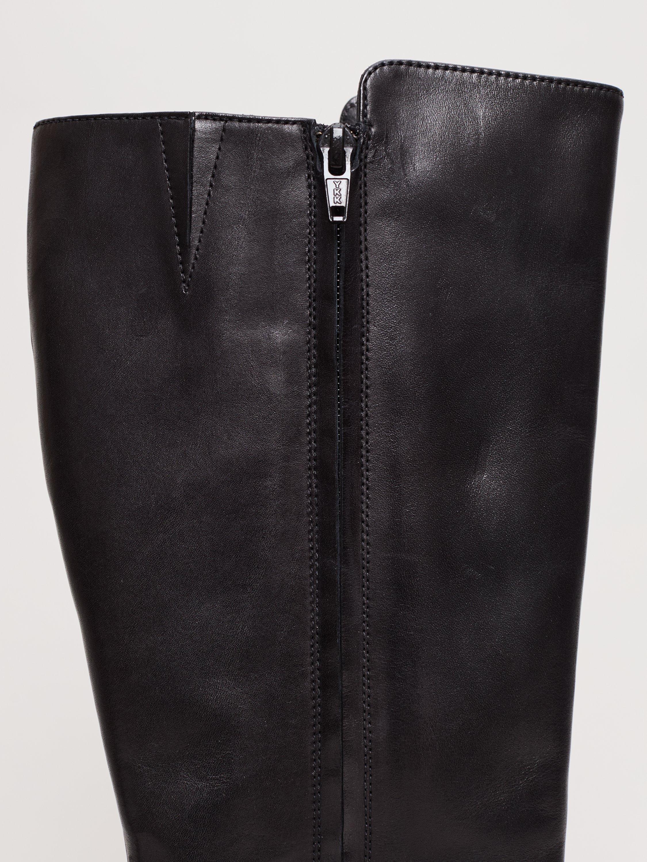 Product image 4 of 9, which shows Phase Eight Knee High Leather Heel Boots, Black, 3