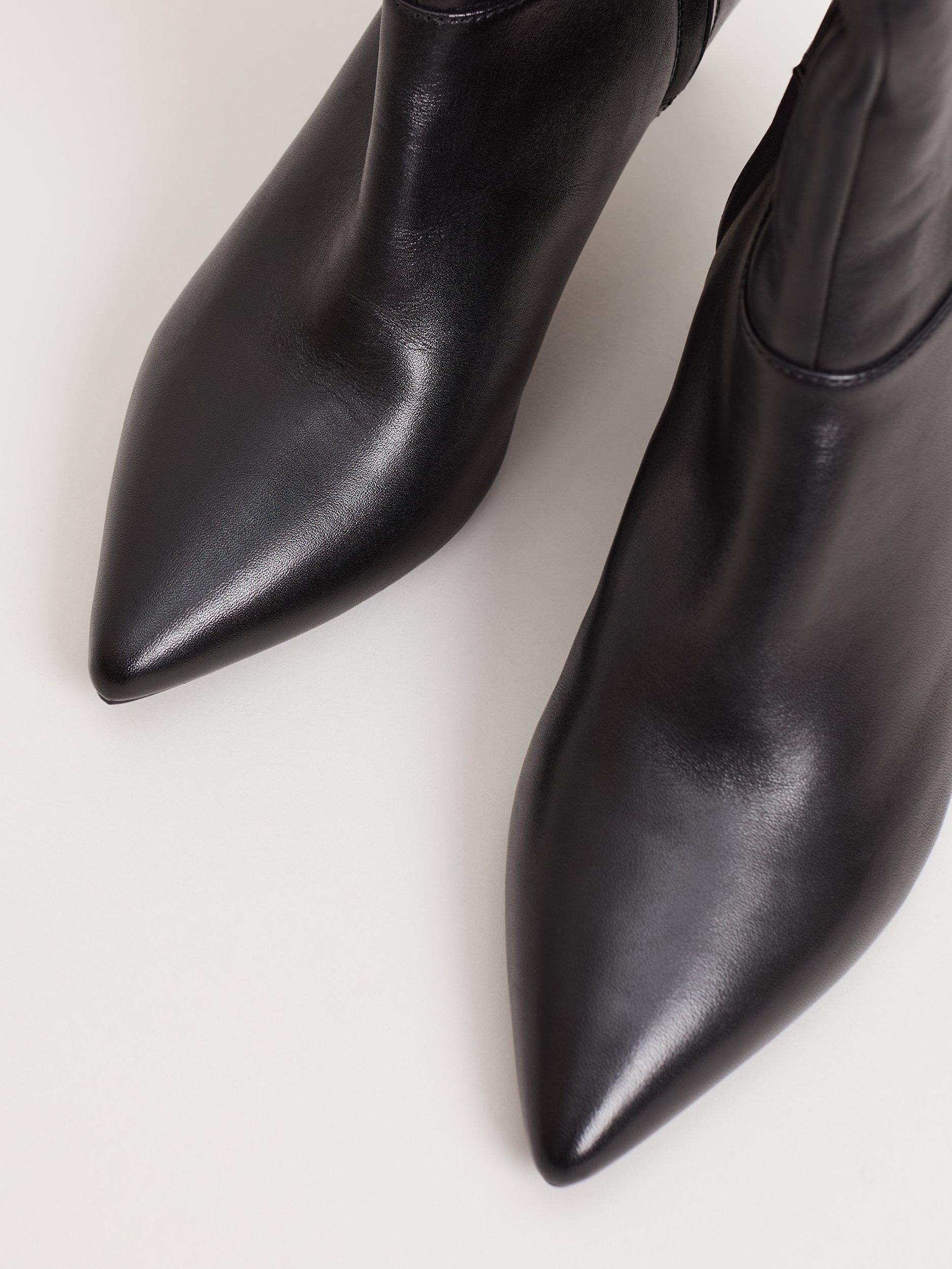 Product image 5 of 9, which shows Phase Eight Knee High Leather Heel Boots, Black, 3