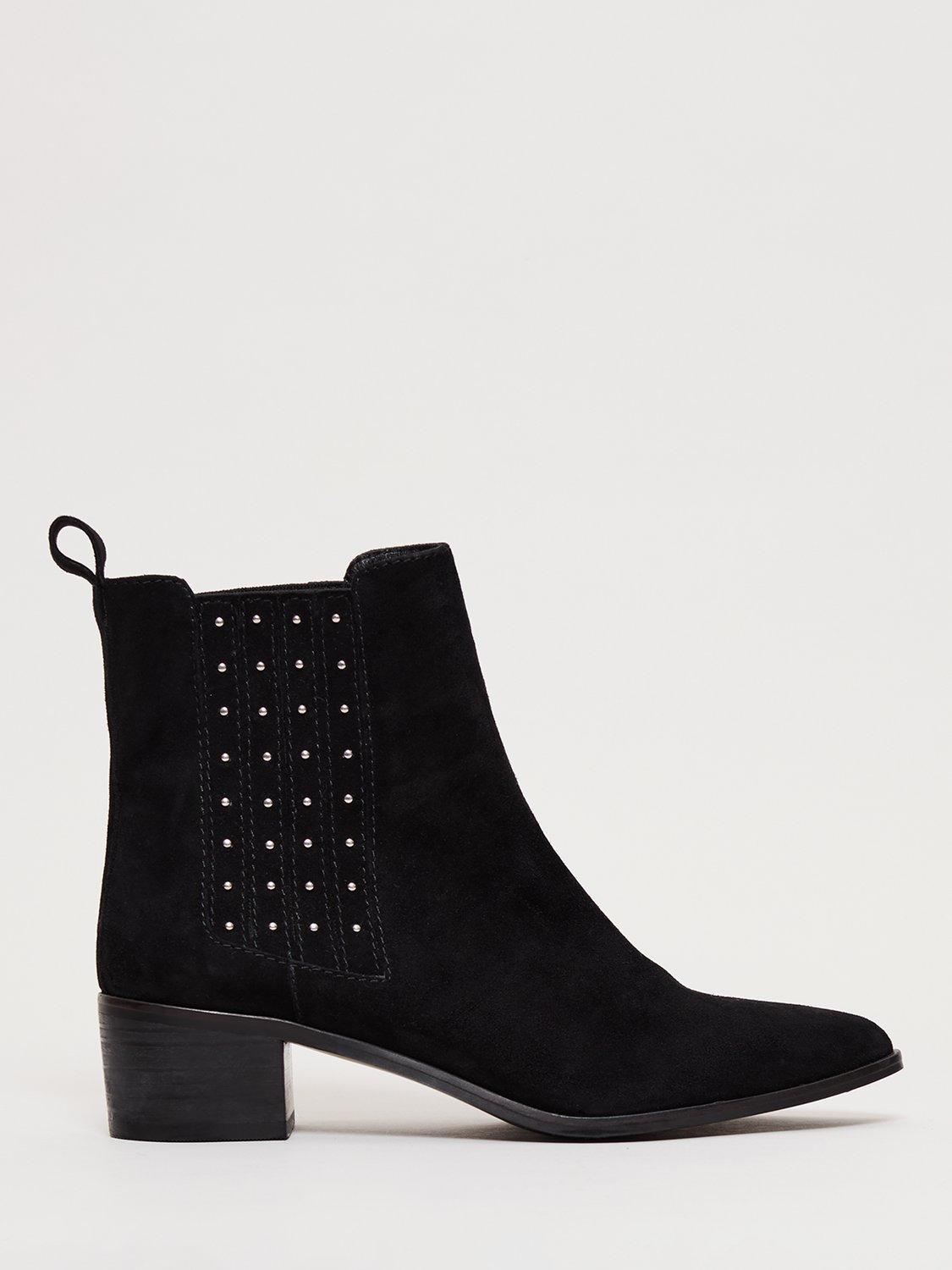 Product image 1 of 9, which shows Phase Eight Studded Suede Ankle Boots, Black, 3