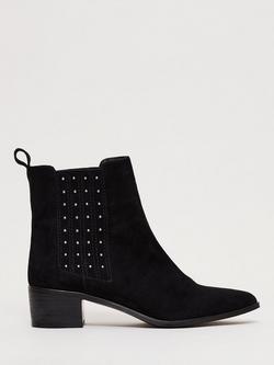 Phase Eight Studded Suede Ankle Boots, Black, Black