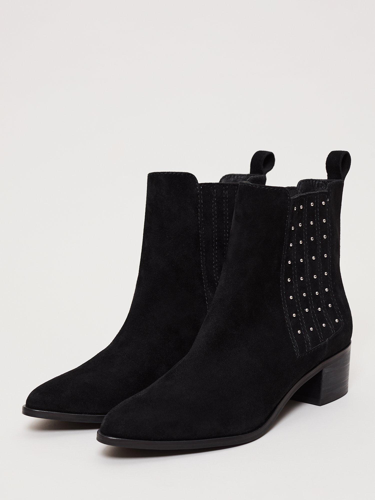 Product image 2 of 9, which shows Phase Eight Studded Suede Ankle Boots, Black, 3