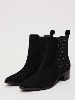 Phase Eight Studded Suede Ankle Boots, Black - view 2, Black