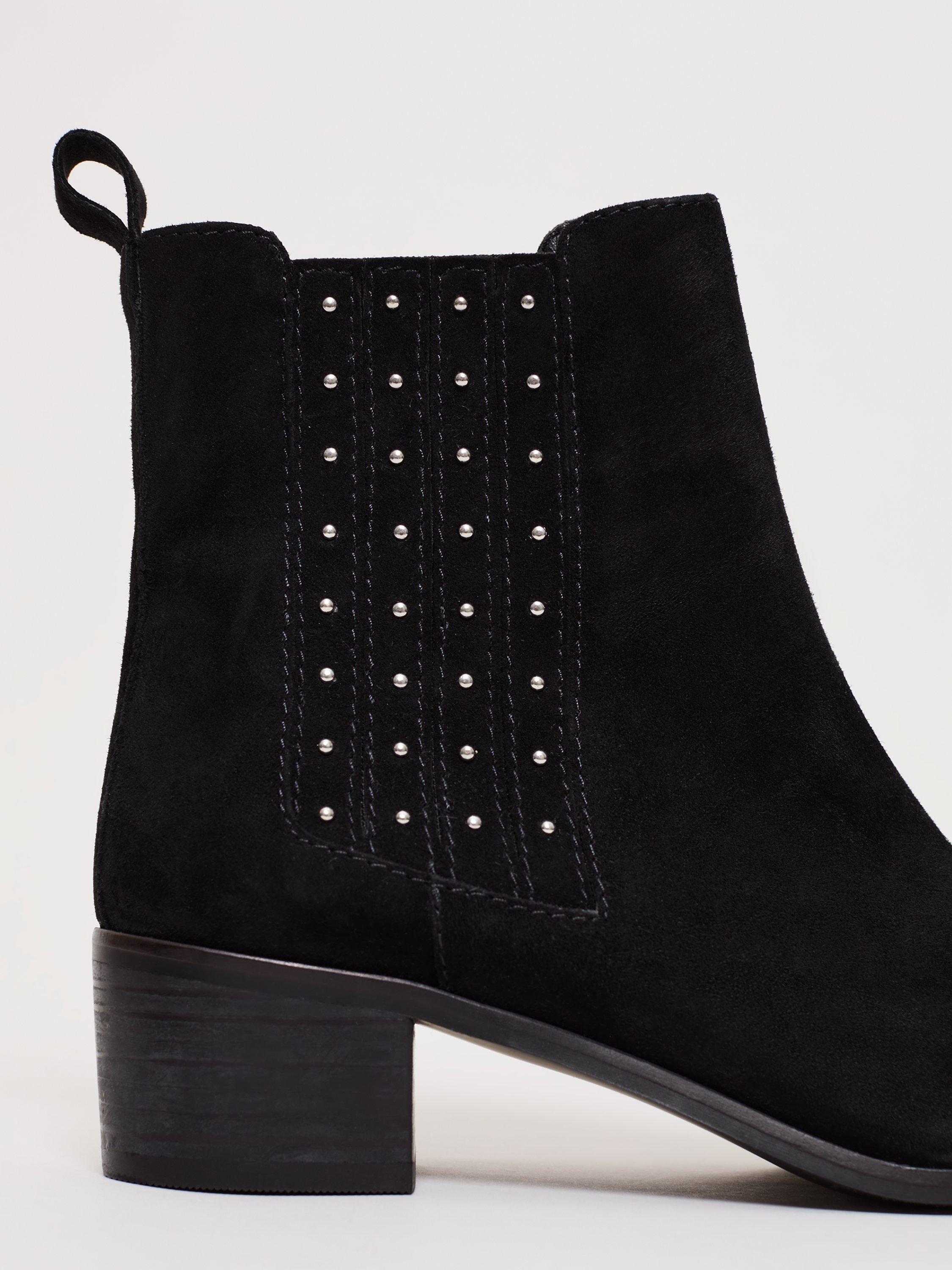 Product image 3 of 9, which shows Phase Eight Studded Suede Ankle Boots, Black, 3