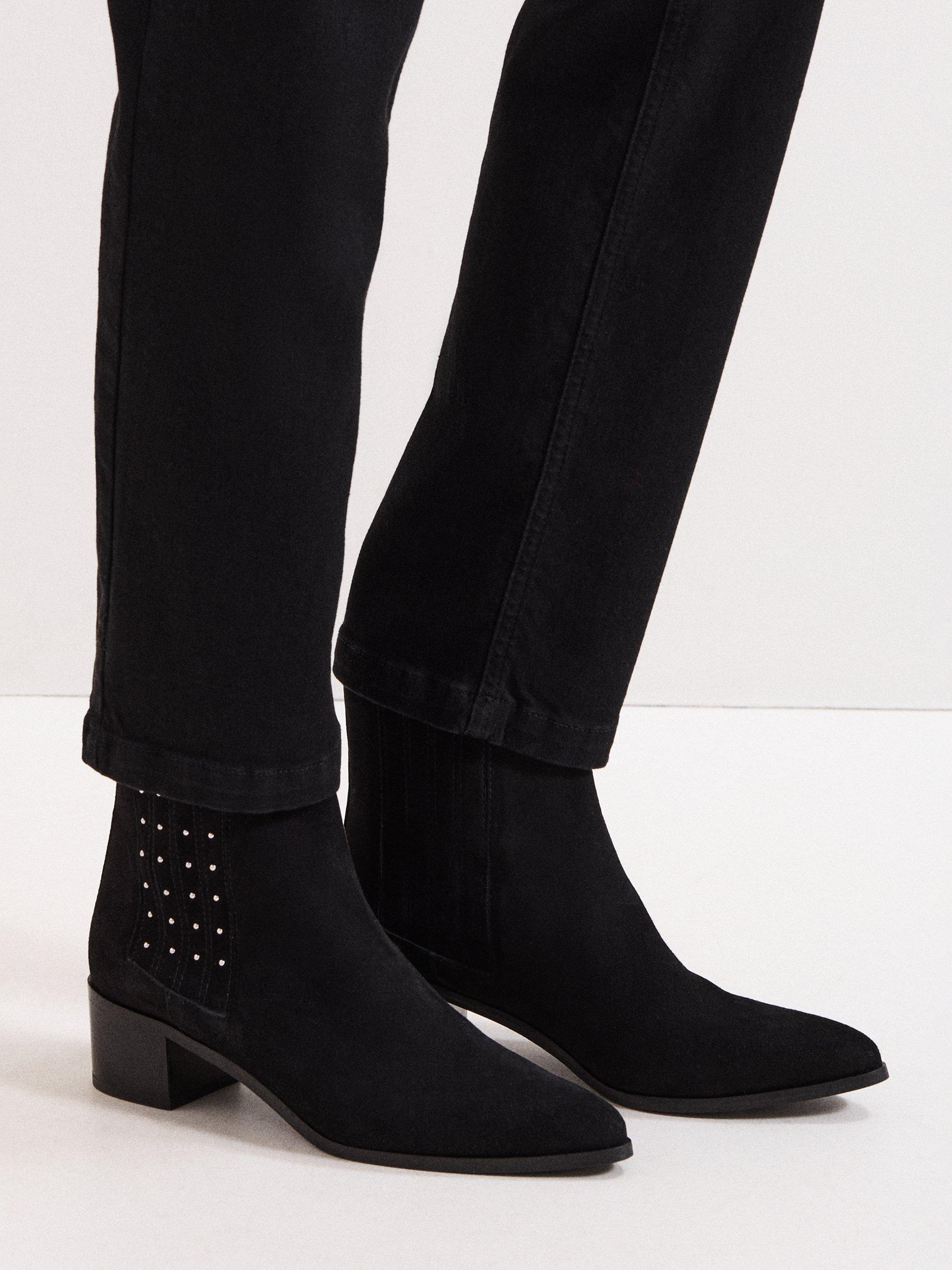 Product image 8 of 9, which shows Phase Eight Studded Suede Ankle Boots, Black, 3