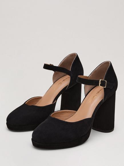 Phase Eight Suede Platform Court Shoes, Black - view 2, Black