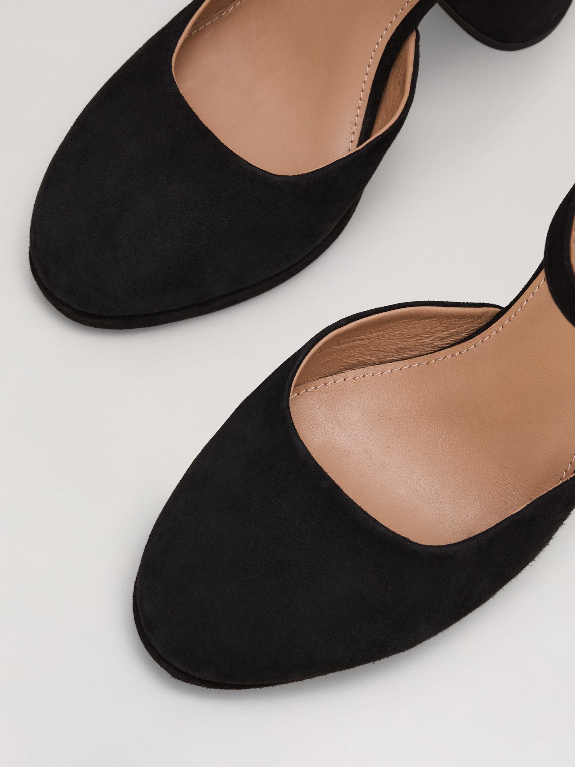 Product image 4 of 9, which shows Phase Eight Suede Platform Court Shoes, Black, 3