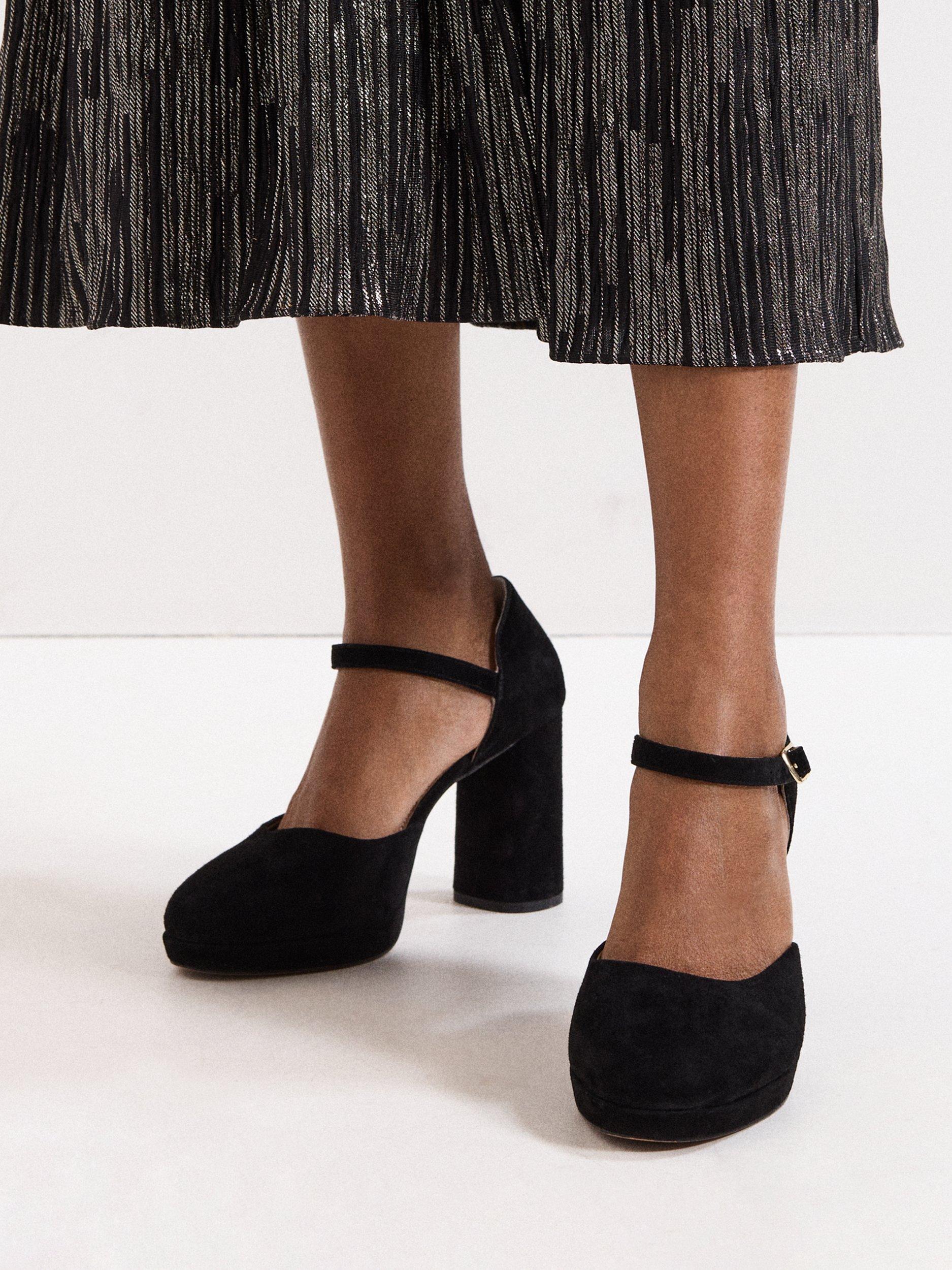 Product image 7 of 9, which shows Phase Eight Suede Platform Court Shoes, Black, 3