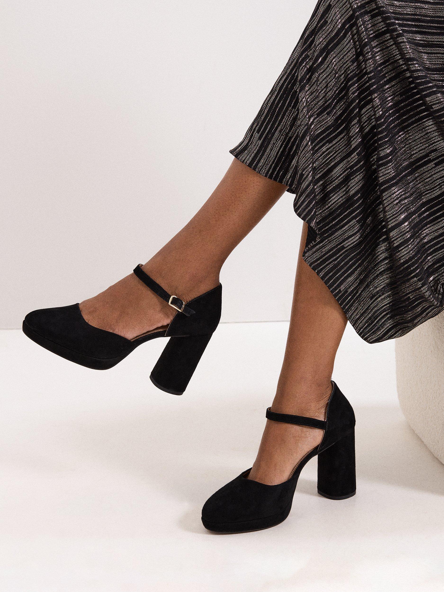 Product image 8 of 9, which shows Phase Eight Suede Platform Court Shoes, Black, 3