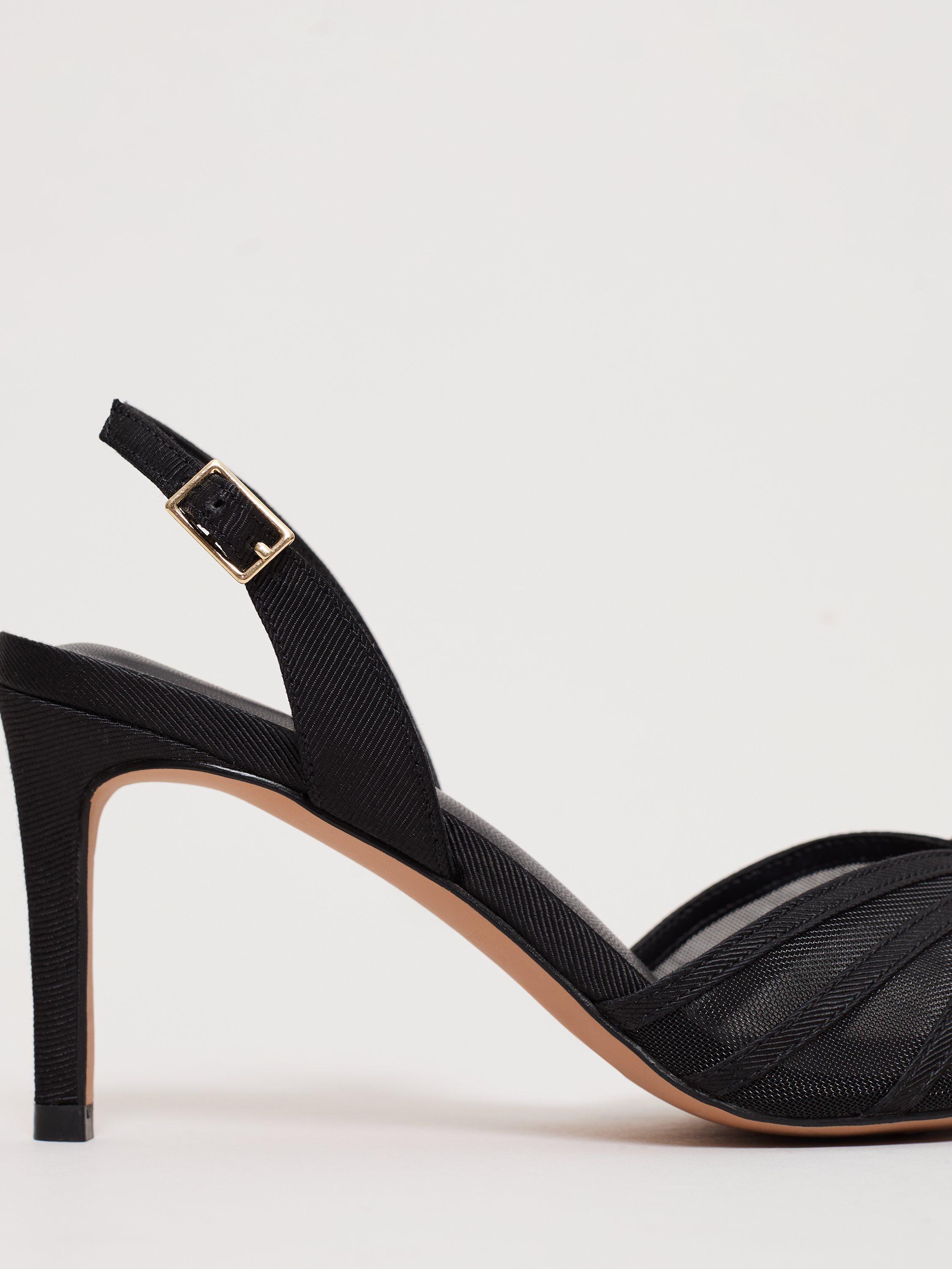 Product image 3 of 9, which shows Phase Eight Grosgrain Slingback Shoes, Black, 3