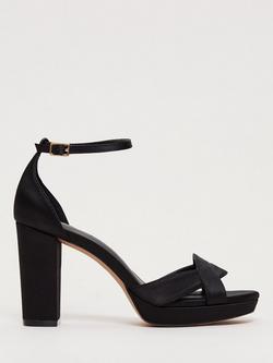 Phase Eight Satin Twist Platform Sandals, Black, Black